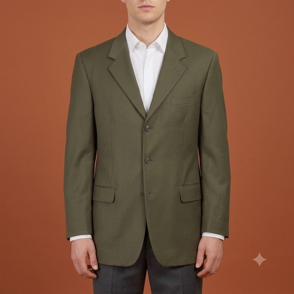 Albert Nipon Mens Wool Blazer Sport Coat Olive‎ Green Classic 44L